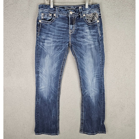 Miss Me Easy Bootcut Jeans Women's 30 Denim Studded Mid-Rise Streetwear - Picture 2 of 10